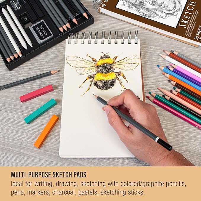 U.S. Art Supply 5.5”x8.5 Premium Heavy-Weight Paper Spiral Bound Sketch Book: - Image 5