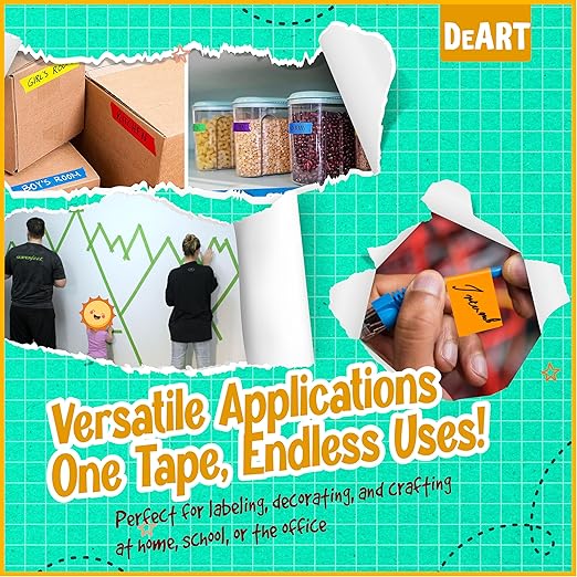 12 Pack Colored Masking Tape, 396 Ft x 0.6 inch Mini Colored Painters Tape - Image 4