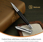 BEILUNER 318 Luxury Leather Pen, Hand-Stitched Premium Leather, Chrome-Plated - Image 6