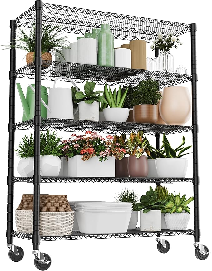 M MZG 5 Tiers Shelf 3300 lbs Steel Storage Shelving Utility Shelving Unit Steel by MEIGAOPLASTICANDMETALHKCOLIMITED