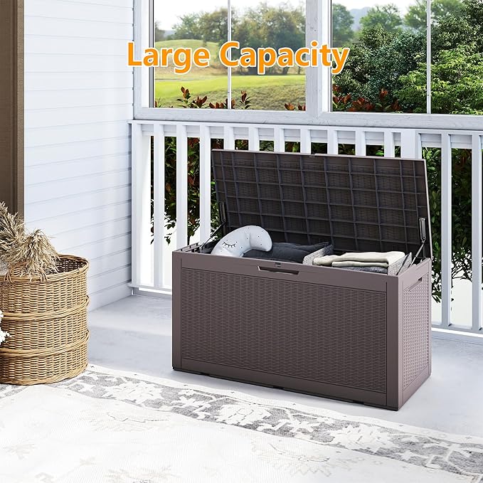Yardgrace 100 Gallon Outdoor Storage Box Waterproof, Resin Deck Boxes - Image 5