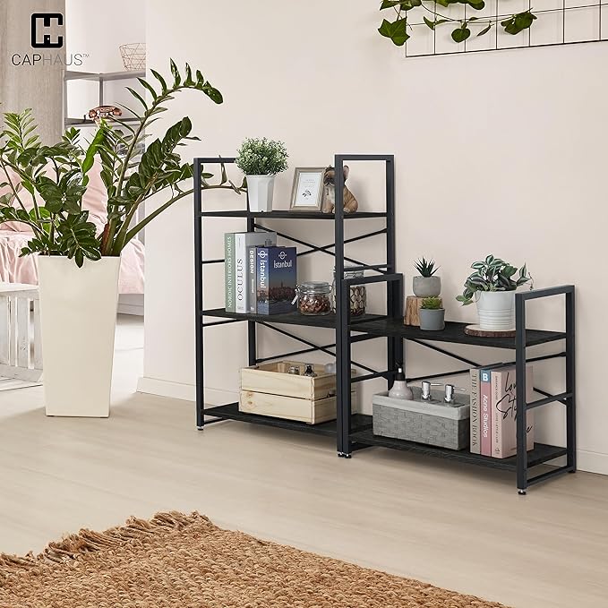 CAPHAUS 2 Tier Small Bookshelf, 24 Inch Width Free Standing Shelf, Bookcase - Image 2