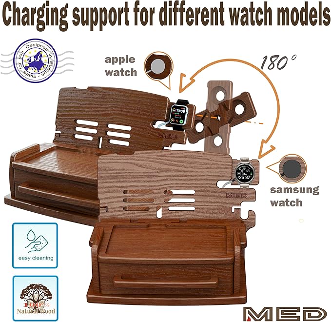 MED Wood Phone Docking Station – Nightstand Desk Organizer - Image 6