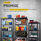 plano 4-shelf plastic storage shelves, 48” x 23”, package contents