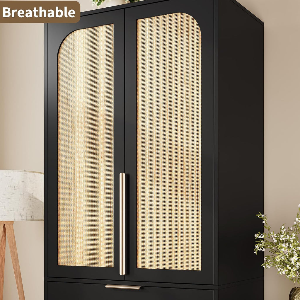 garveehome 70" wardrobe armoire wooden closet with 3 on a desk or shelf