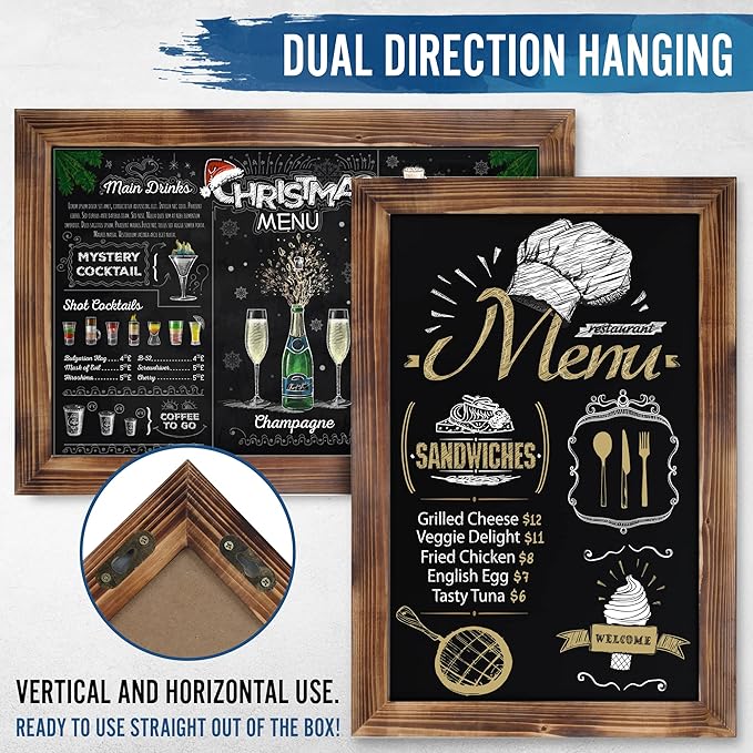 HBCY Creations 20" X 30" Torched Brown Solid Wood Frame Wall Chalkboard - Image 3