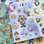 PRSTINCOL Vintage Astrology Sticker Book with Celestial Papers, 40 Pages | 40 Pages Including 20 Sticker Sheets and 20 Vintage Ephemera Papers Featuring Zodiac, Celestial Maps and Astronomy Designs