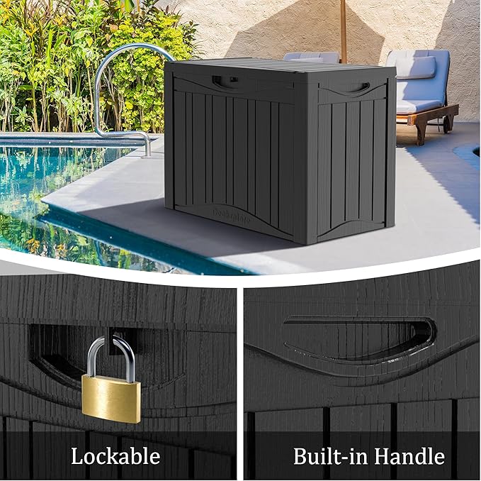 Yardgrace 50 Gallon Lockable Resin Outdoor Storage Box, Waterproof & Weather - Image 2