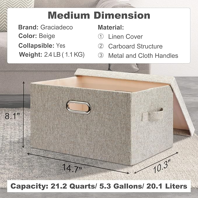 Graciadeco Medium 15" 21 Quart Collapsible Stackable Storage Bins - Image 2