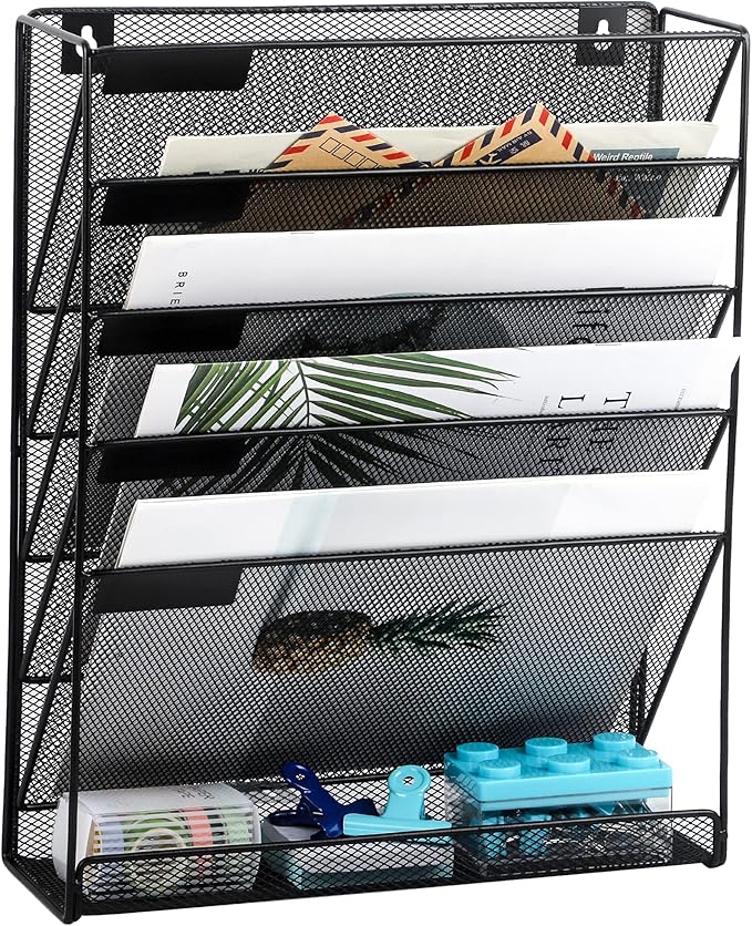 EASEPRES Desk File Organizer Mesh 6-Tier, Hanging Wall Mount Document by EASEPRES