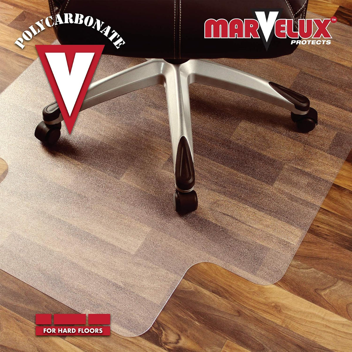 Marvelux Durable Polycarbonate Office Chair Mat for Hard Floors 48" x 51...