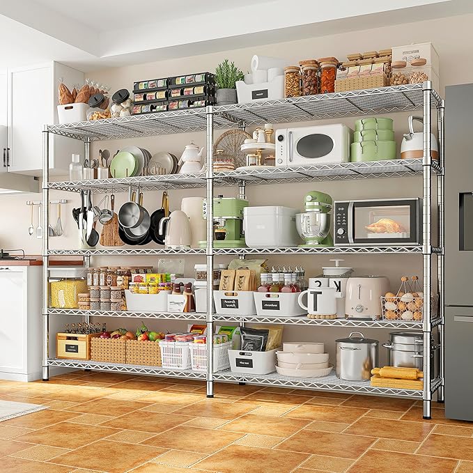 REIBII 69.8" W Storage Shelves 1510LBS Wire Shelving Unit 5 Tier Metal Shelving - Image 5