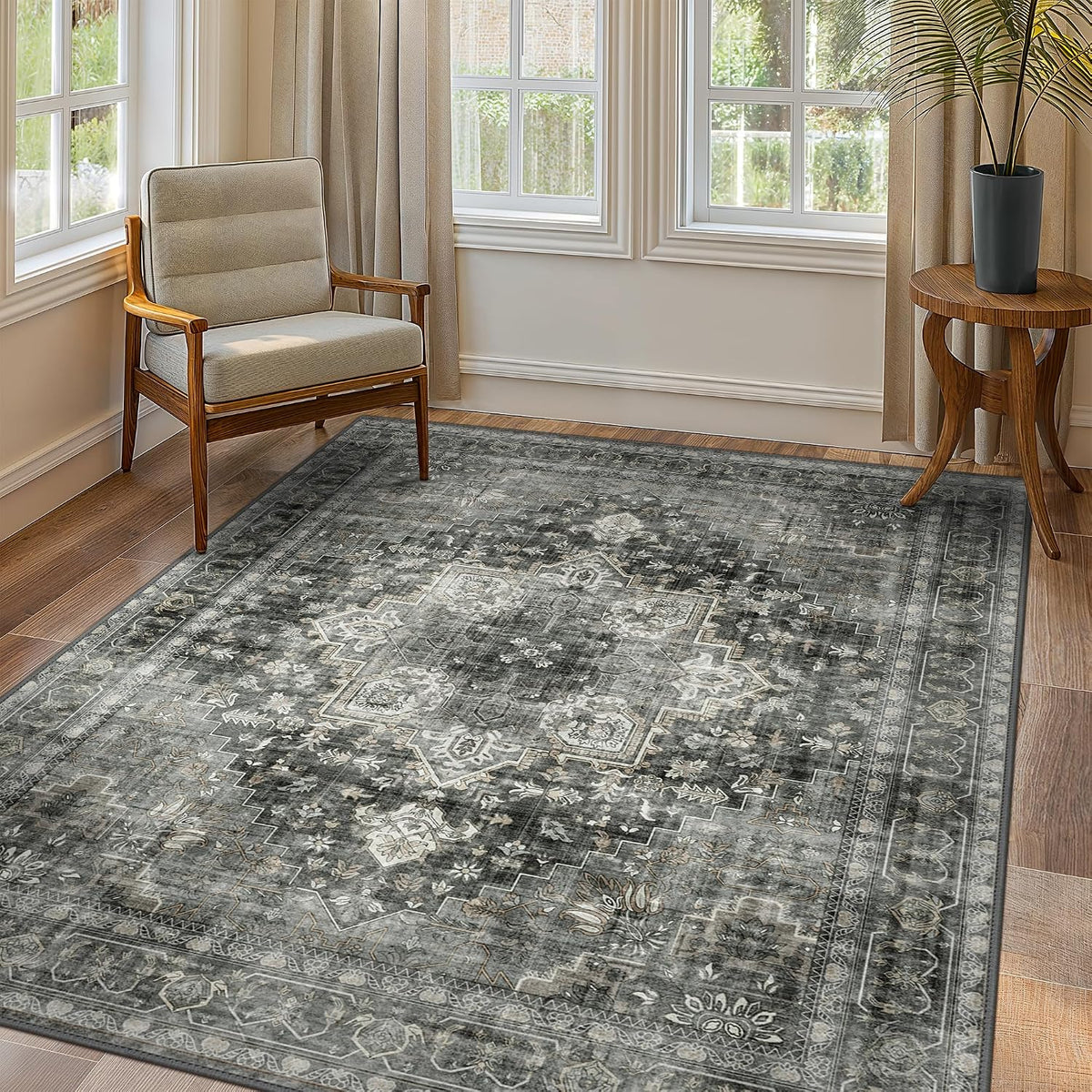 GENIMO 5x7 Area Rugs for Living Room, Machine Washable Non Slip Vintage Rugs
