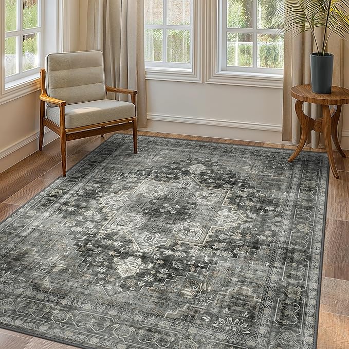 GENIMO 8x10 Area Rugs for Living Room, Machine Washable Non Slip Vintage Rugs by GENIMO