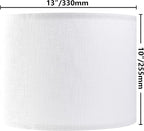 Set of 2 Pure White Linen Drum Lamp Shade 13" Top x 13" Bottom x 10" High - Image 2