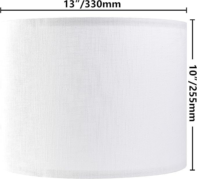 Set of 2 Pure White Linen Drum Lamp Shade 13" Top x 13" Bottom x 10" High - Image 2