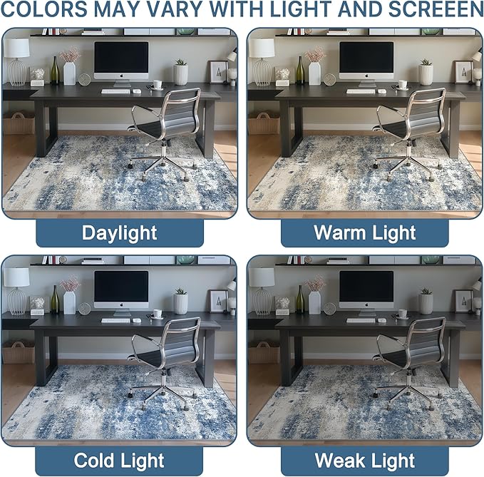 Office Chair Mat for Hardwood Tile Floor, Abstract 36"X 48" Desk Mats for - Image 6