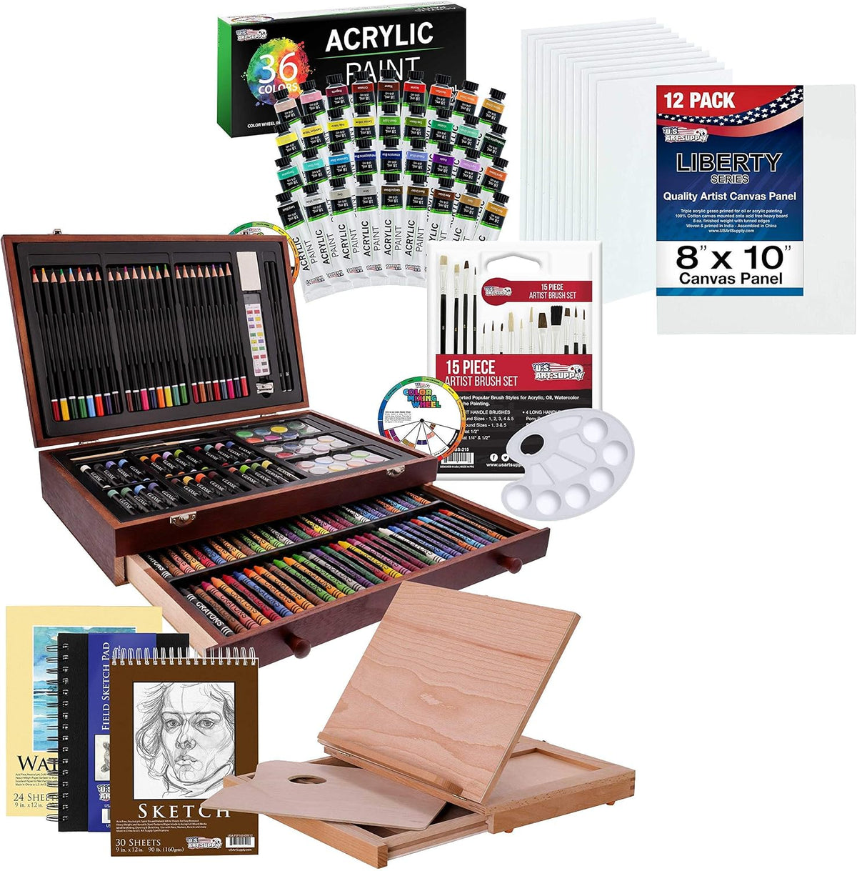 u.s. art supply mega wood box art set, main product view