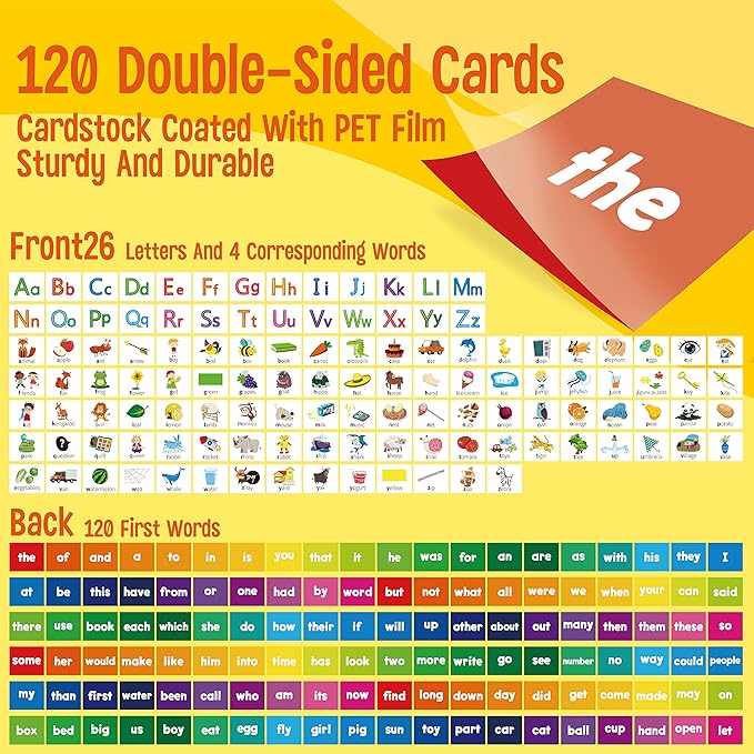 Desktop Pocket Chart, 120 Dry-Erase Double Sided Cards Includes 26 Letters - Image 3