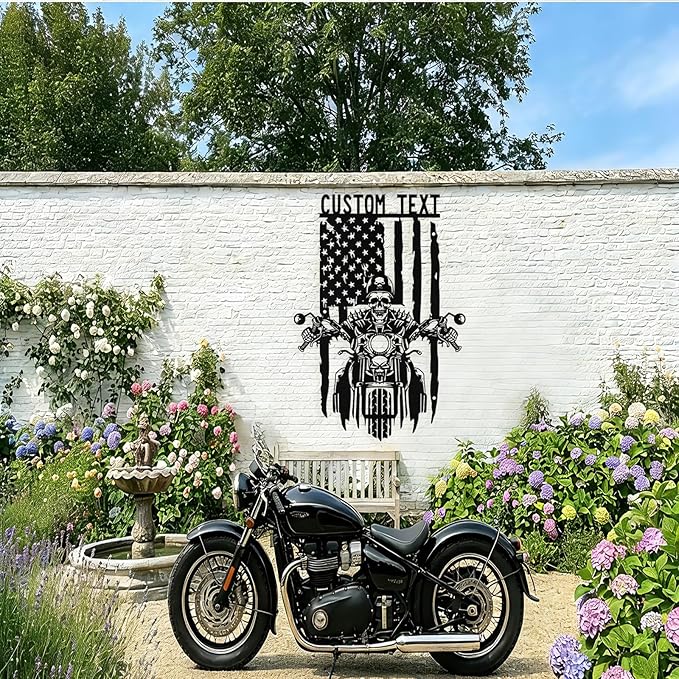 Custom US Flag Motorcycle Metal Sign Personalized Biker Name Signs Custom - Image 5