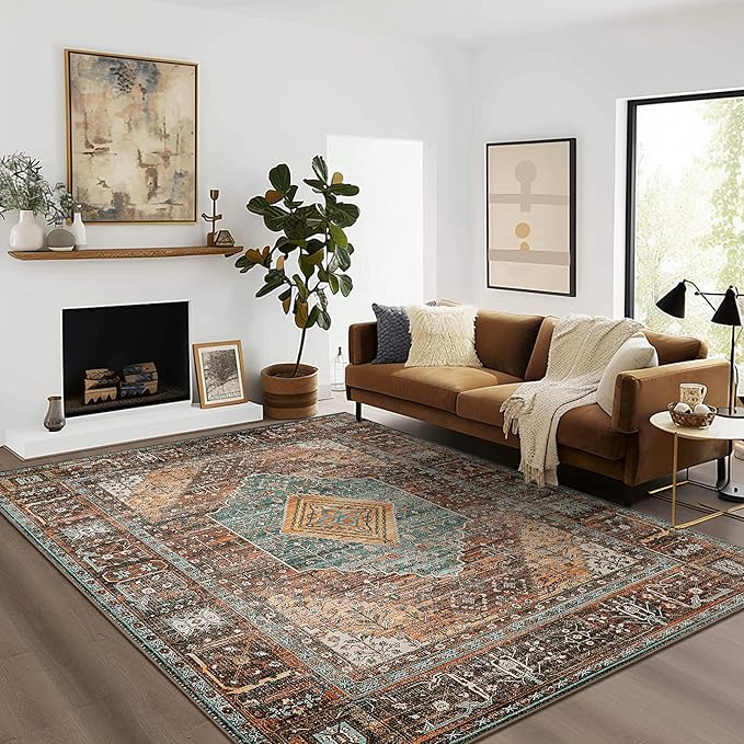 GENIMO 3x5 Area Rugs for Living Room, Machine Washable Non Slip Vintage Rugs - Image 2