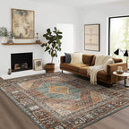 GENIMO 3x5 Area Rugs for Living Room, Machine Washable Non Slip Vintage Rugs - Image 2