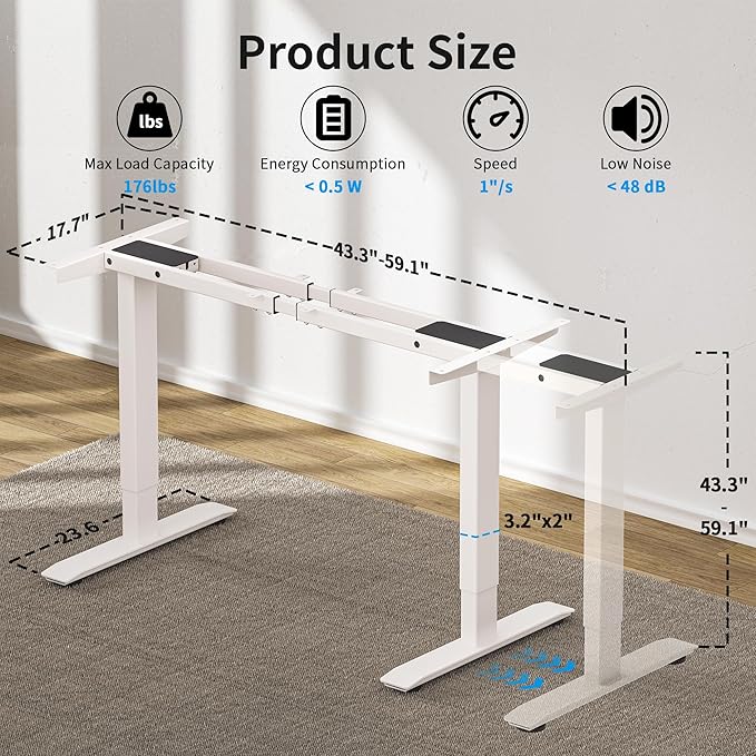 BIZUM Dual Motor Electric Standing Desk Frame - Image 2
