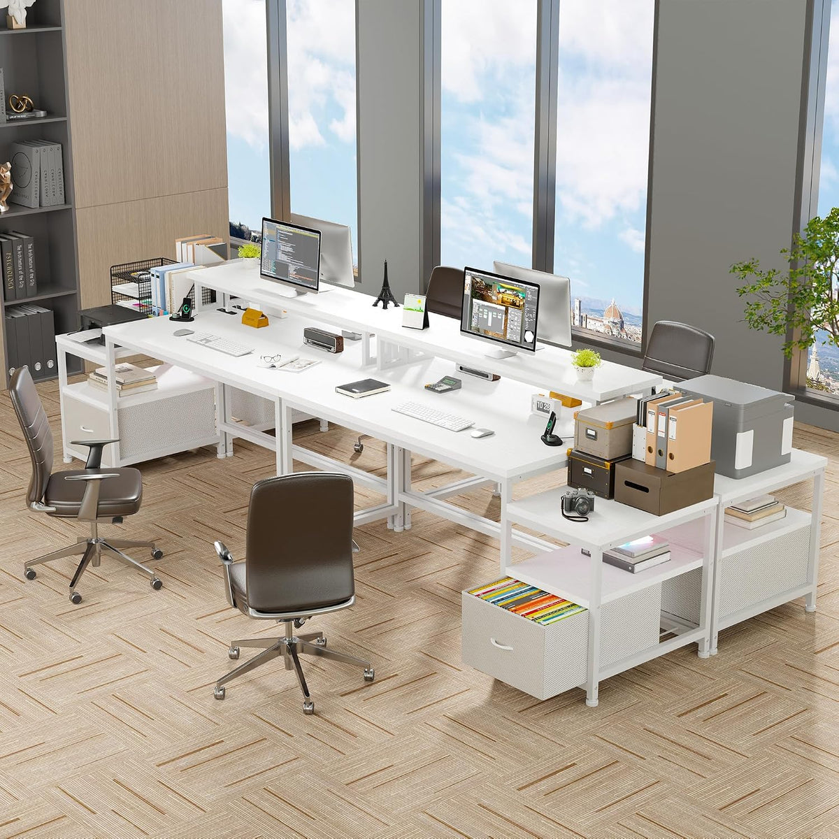 EnHomee 56.5" Office Desk with Drawers & Printer Space for Home Work...