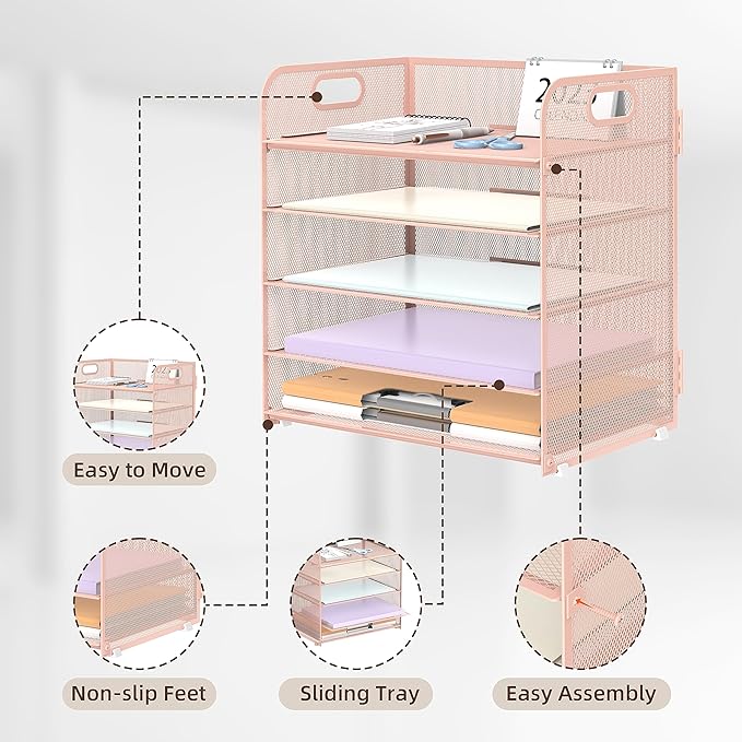 Supeasy 5 Trays Paper Organizer Letter Tray - Image 3