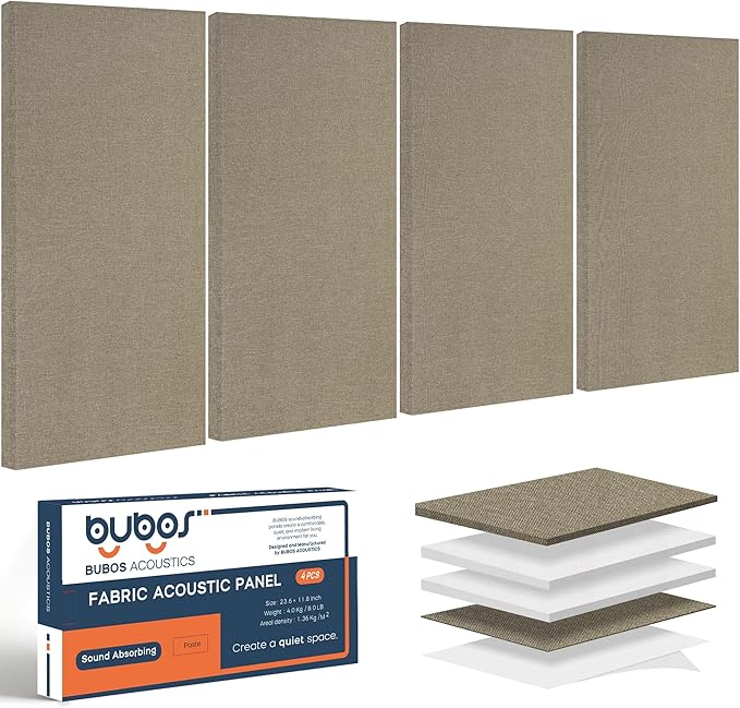 BUBOS 4 PCS Acoustic Panels, 23.6''x11.8'' Fabric Soundproof Wall Panels by BUBOS