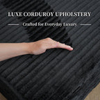 25.6" boneless ottoman for couch, plush corduroy foot, package contents