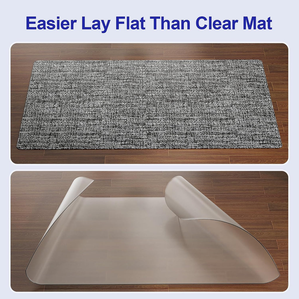 Delamu Office Chair Mat for Hardwood Floor, Non-Slip PVC Woven Computer Desk Chair Mat, 45"×53" Heavy Duty Hard Floor Protector for Rolling Chairs, Black & White, Not for Carpet