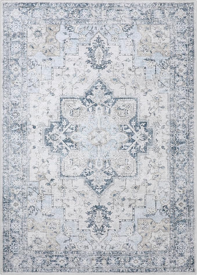 GENIMO 5x8 Area Rugs for Living Room, Machine Washable Low Pile Rugs, Chenille - Image 8