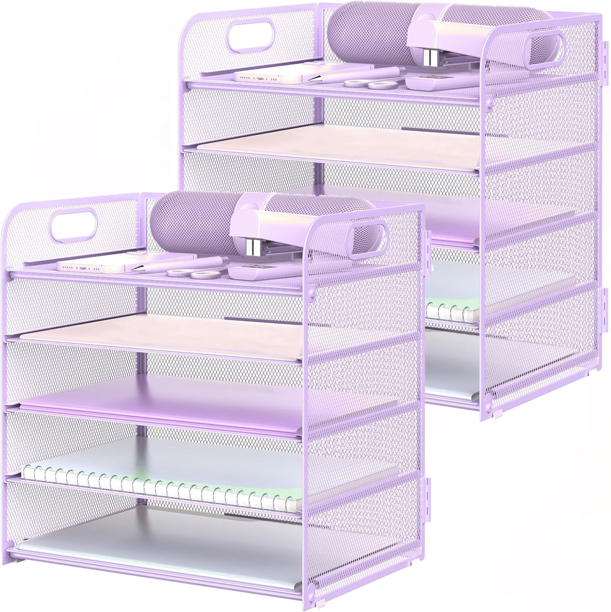 2 Pack Letter Tray Paper Organizer 5-Tier Desk Organizer File Organizer Paper