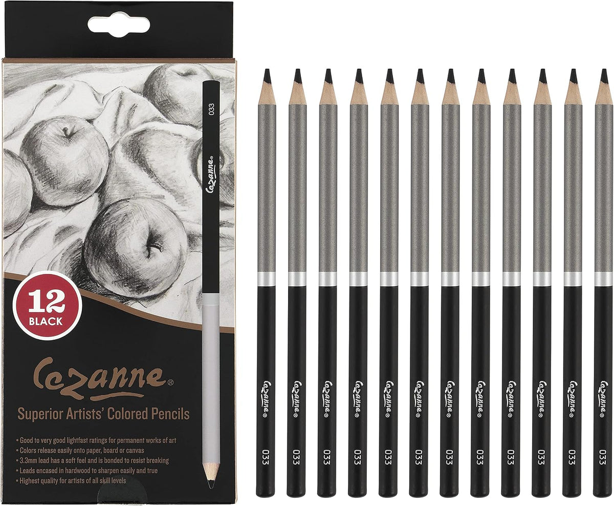 cezanne creative mark premium colored pencils, black, 12, main product view