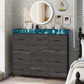 Welfuturer Black Dresser with LED Light 12 Drawers Dresser with Charging by EXOTICA