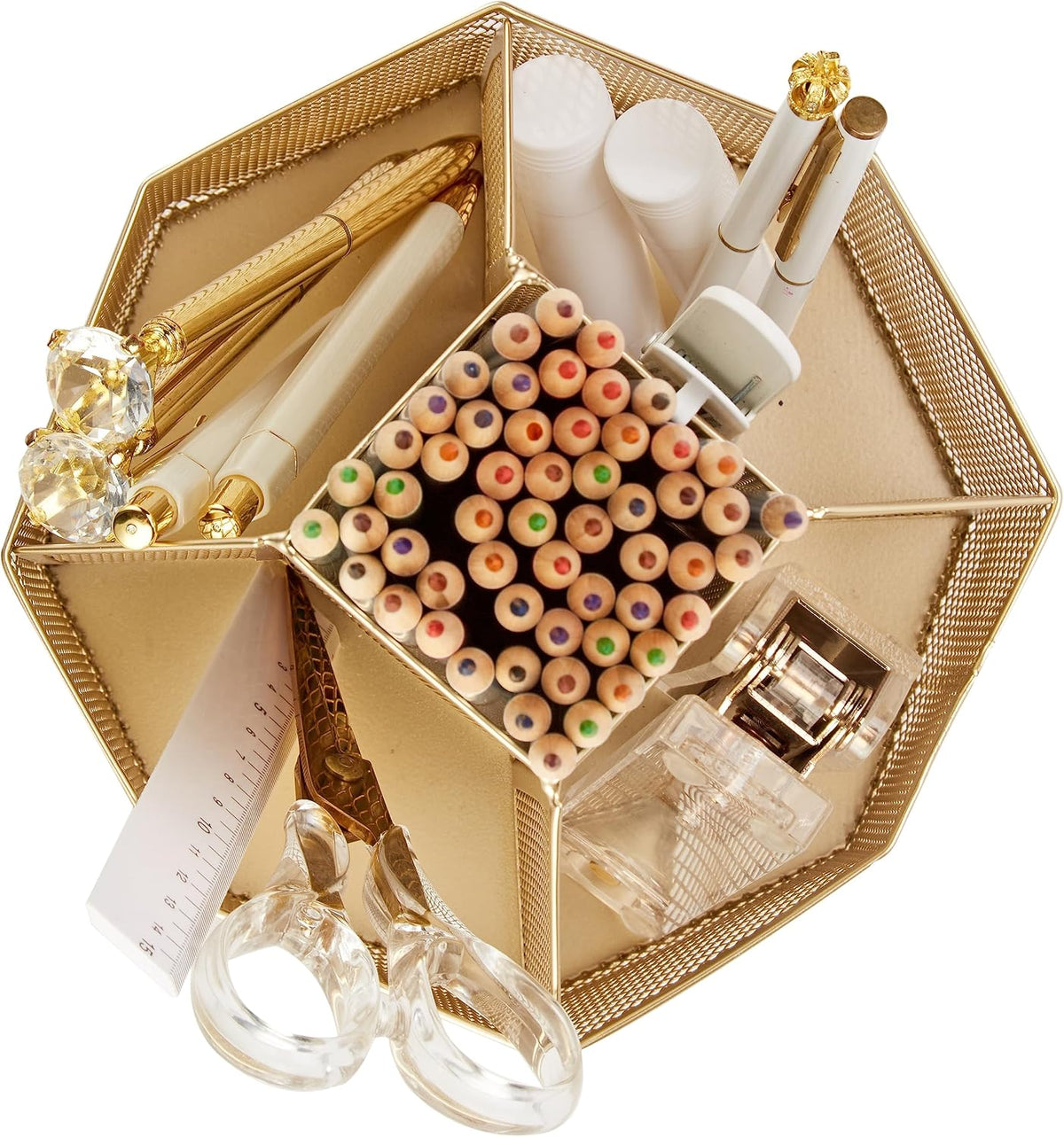 Annova Mesh Desk Organizer Rotate with 5 Compartments Spinning Tidy Candy/Pen...