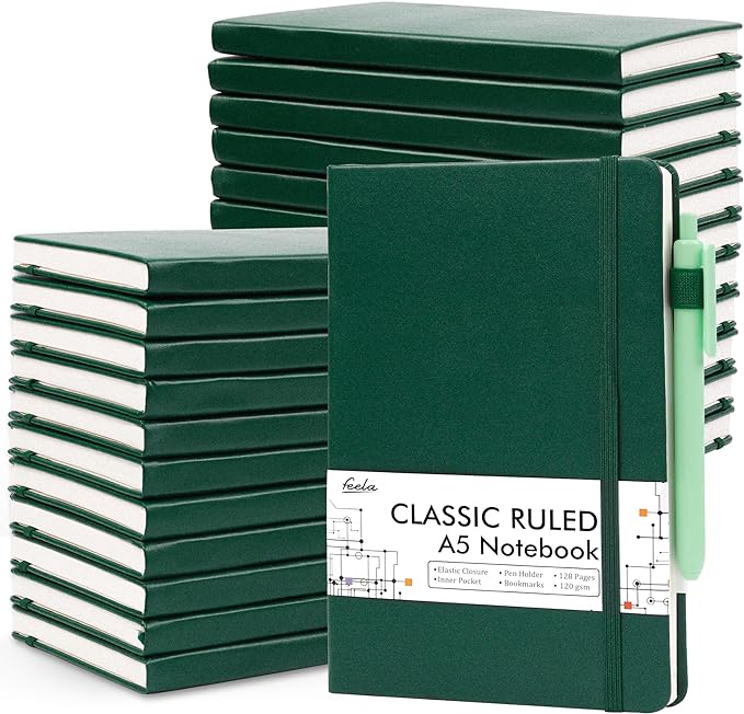 feela 24 Pack Journal Notebook for Work, Business Notebook Bulk Hardcover Lined by feela