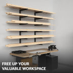 yyr wood organizer and lumber storage rack wall showing dimensions