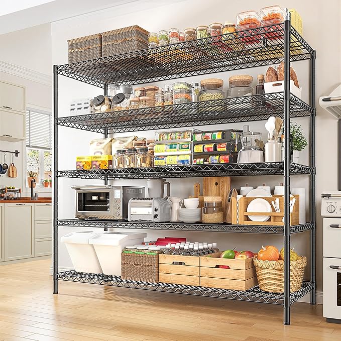 REIBII 55.5" W Storage Shelves 3200LBS Metal Shelving 5 Tier Wire Shelving Unit - Image 2