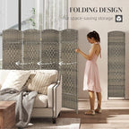 HOMCOM 4 Panel Room Divider, Hand-Woven Freestanding Wall Partition - Image 3