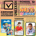 Naruto Stationery Set with Colouring Pencils Tin Pencil Case Childrens - Image 5