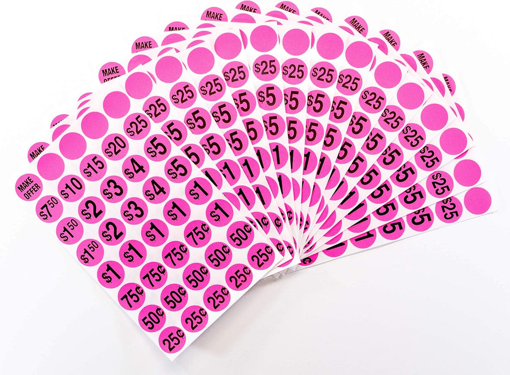 Sunburst Systems 7030 Pre-Priced Garage Sale Stickers (Labels),600 Count, Pink