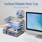 desk organizer with 5 tier file holder and shown in use