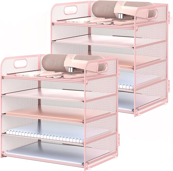 2 Pack Letter Tray 5-Tier Desk Organizer File Paper Holder by Sinboun