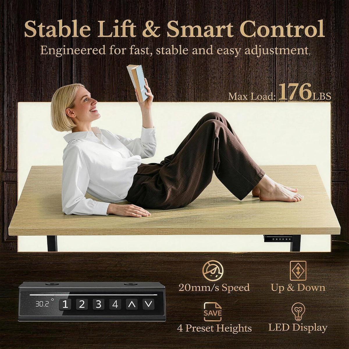 70 Inches L Shaped Executive Standing Desk, Electric Height Adjustable Desk w...