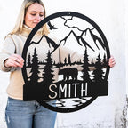 Wilderness Bear Cabin Name Sign | Mountain & Rustic Metal Bear | Personalized - Image 3