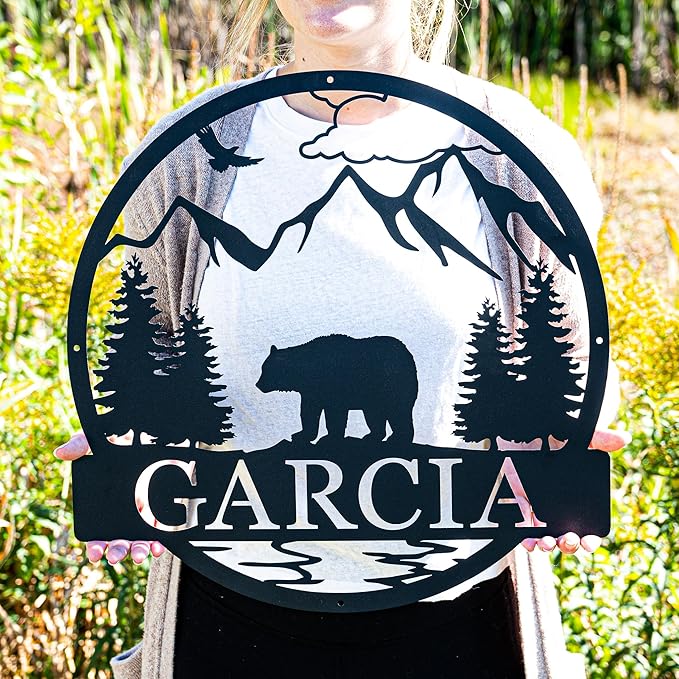 Wilderness Bear Cabin Name Sign | Mountain & Rustic Metal Bear | Personalized - Image 4