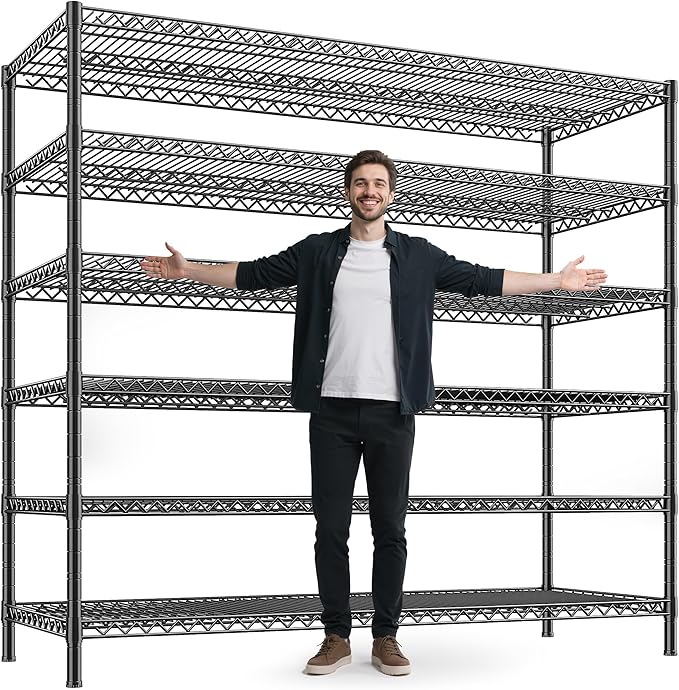 REIBII 83" H Storage Shelves 3840LBS Metal Shelving Unit 6 Tier Wire Shelving by REIBII
