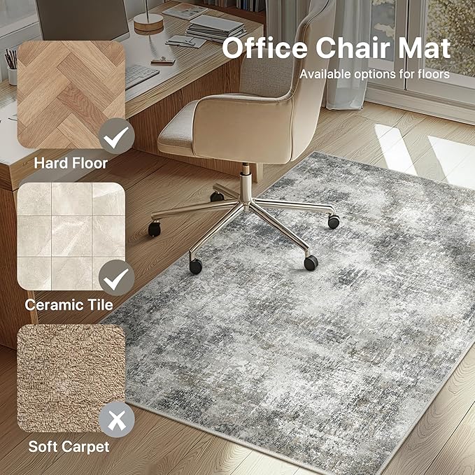 Office Chair Mat for Hardwood Tile Floor, Abstract 48"X 60" Desk Mats for - Image 3